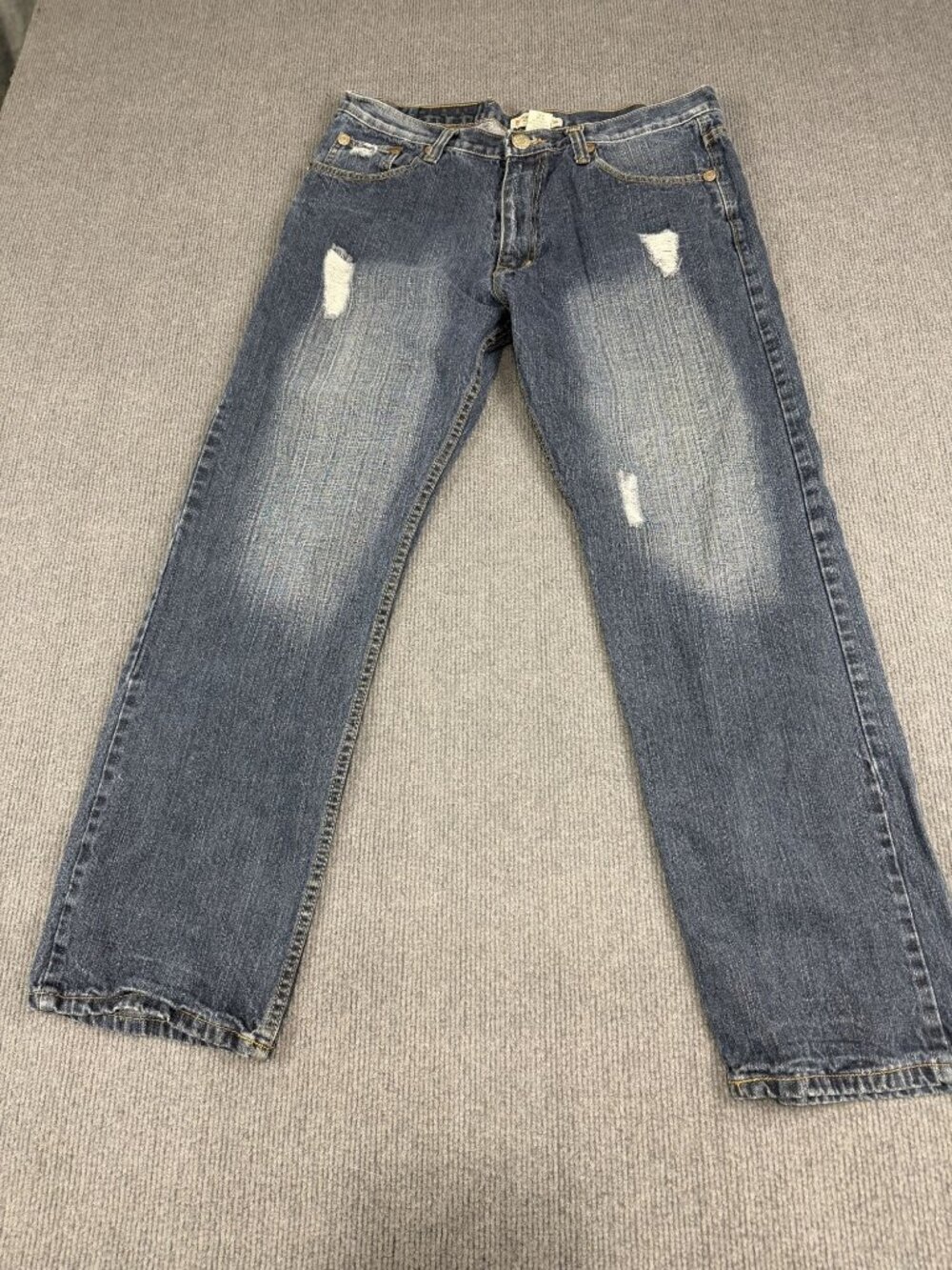 Kaalu Euro Mens Distressed Blue Denim Jeans 36x30